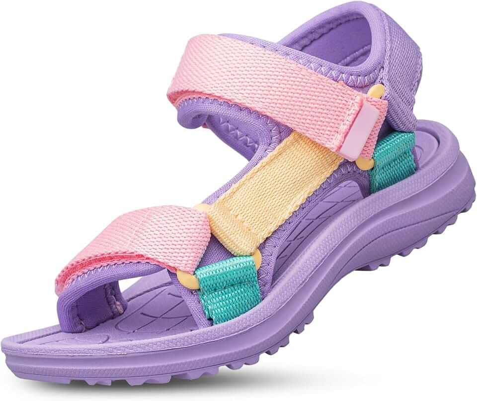 YHOON Boys Girls Sandals Adjustable Double Strap Open-Toe Athletic Lightweight Unisex Child Sport Sandals Summer Outdoor(Toddler/Little Kid/Big Kid)