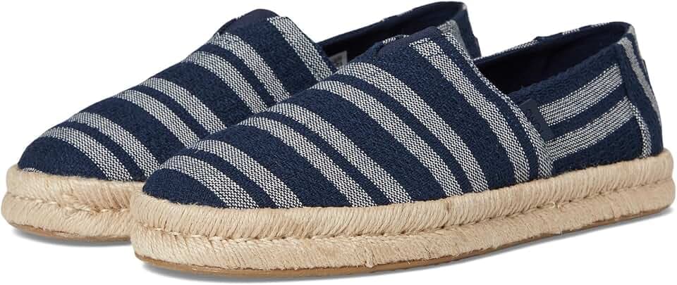 TOMS Men Alpargata Rope 2.0 Navy Beach Stripe 9 Medium