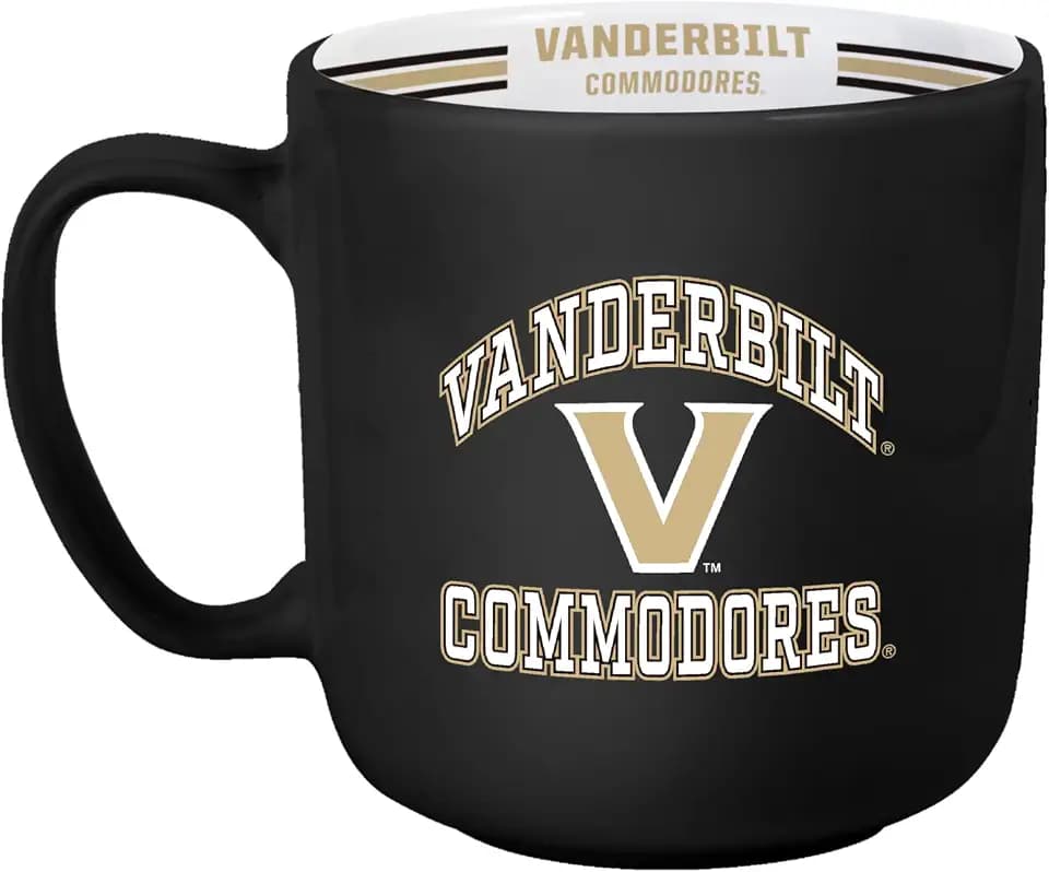 Logo Brands NCAA Vanderbilt Commodores 15oz Stripe Mug - Team Logo, Inside Print, Standard Handle, Microwave & Dishwasher Safe