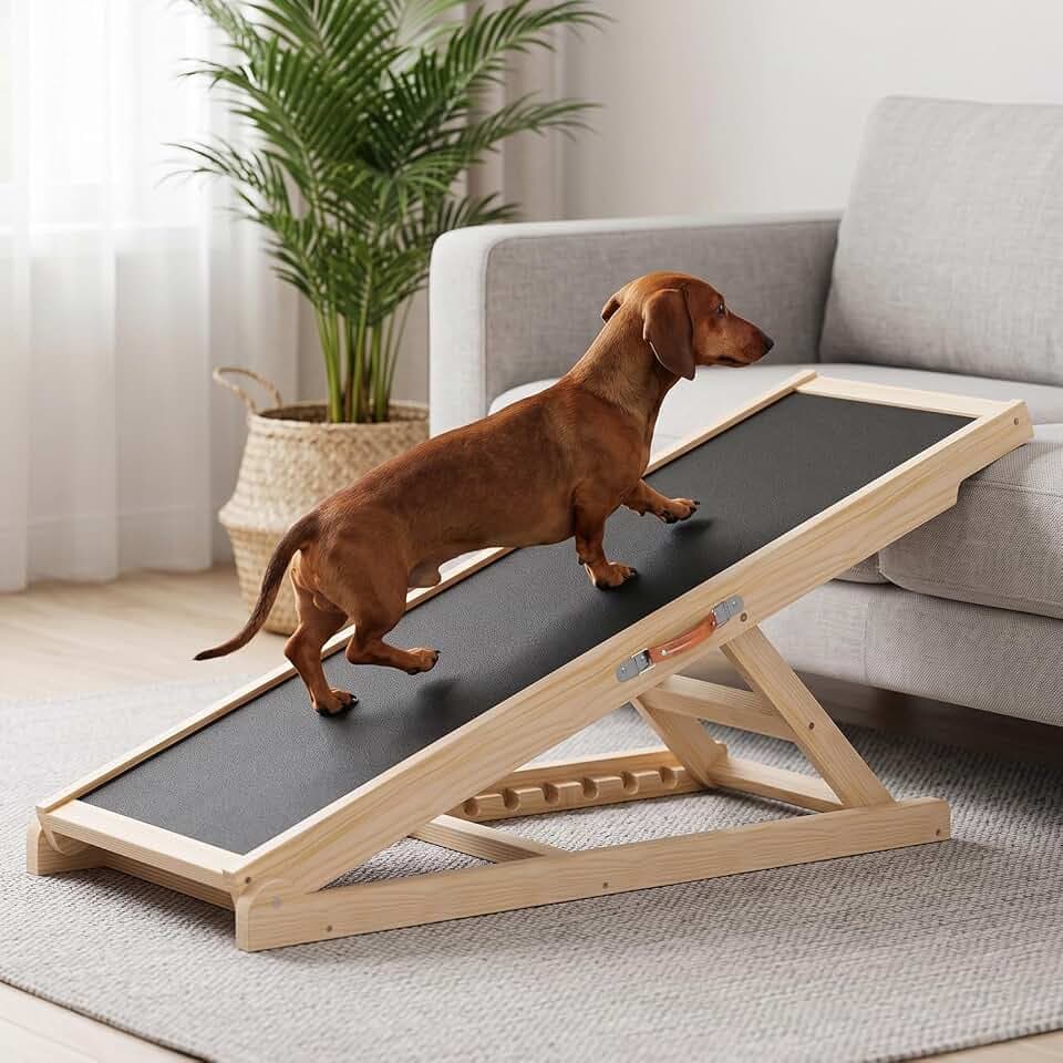 Dog Ramp for Bed Couch Car, 39.4" Long Wooden Steps for Small Pets