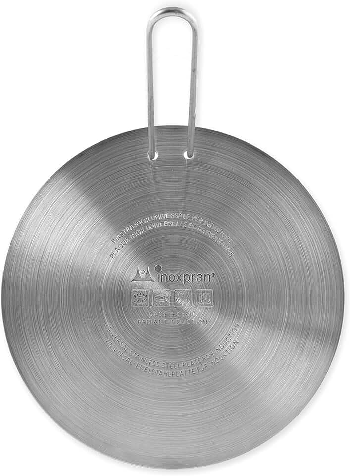 Universal-Induktionsplatte, Edelstahl, Kochutensilien, 21x21x0,5 cm, Platte mit Griff für sichere Handhabung, geeignet für alle Töpfe und Pfannen, praktisch und bequem im Gebrauch