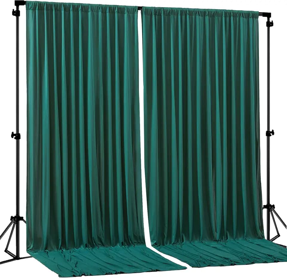 Hunter Green Backdrop Curtain-Wrinkle-Free Polyester Fabric Green Photography Curtains for Wedding Party Photo Background Decorations- 8 X10FT (Hunter Green)