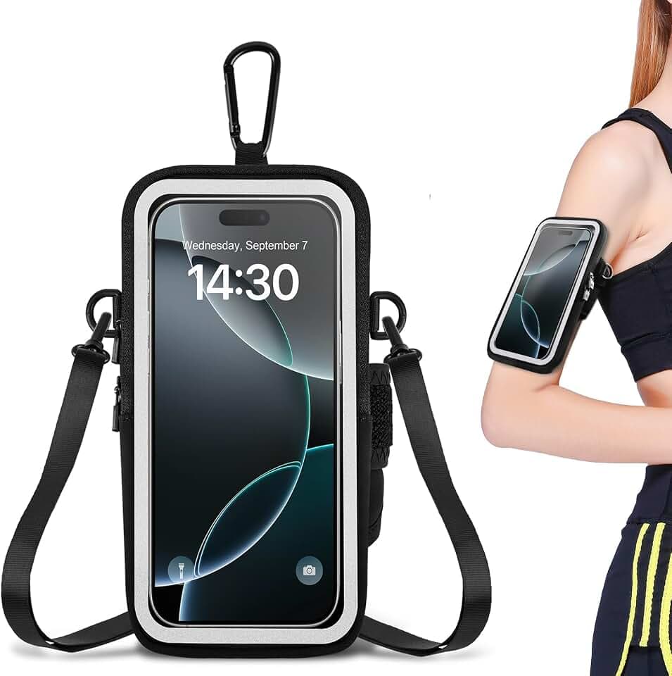 Guzack Handytasche Joggen Handy Armband Dual Purpose Handyhalterung Arm Laufen 6.9" Verstellbarem Lauftasche Sportarmband für iPhone 16/15/14 Pro Max/Samsung S25 S24 Running Joggen Zubehör