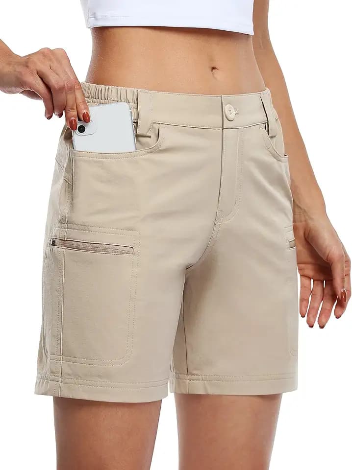 Willit Women's 7" Hiking Cargo Shorts Stretch Golf Quick Dry Water Resistant Lightweight Outdoor Summer Shorts with Pockets