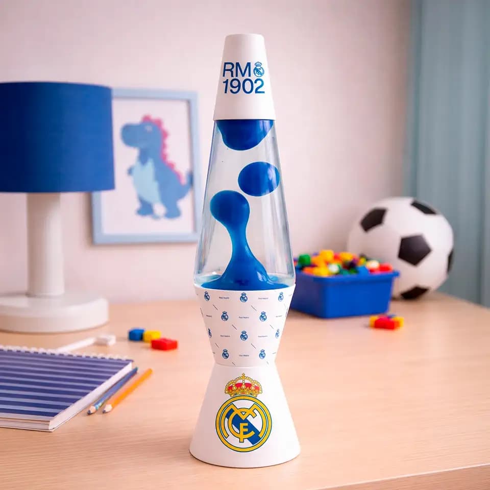 WONDEE Lavalampe Real Madrid, Hypnotische Raumdekoration und Stressabbau für Fußballliebhaber, Original und offizielles Real Madrid, Geschenk für Kinder und Erwachsene