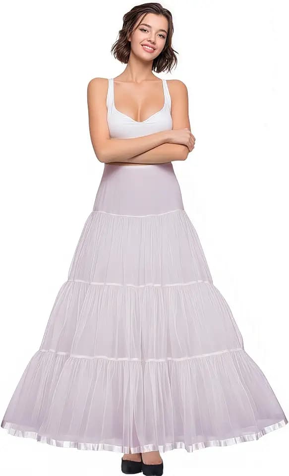Women's Floor Length Wedding Petticoat Long Underskirt for Formal Dress S-3XL
