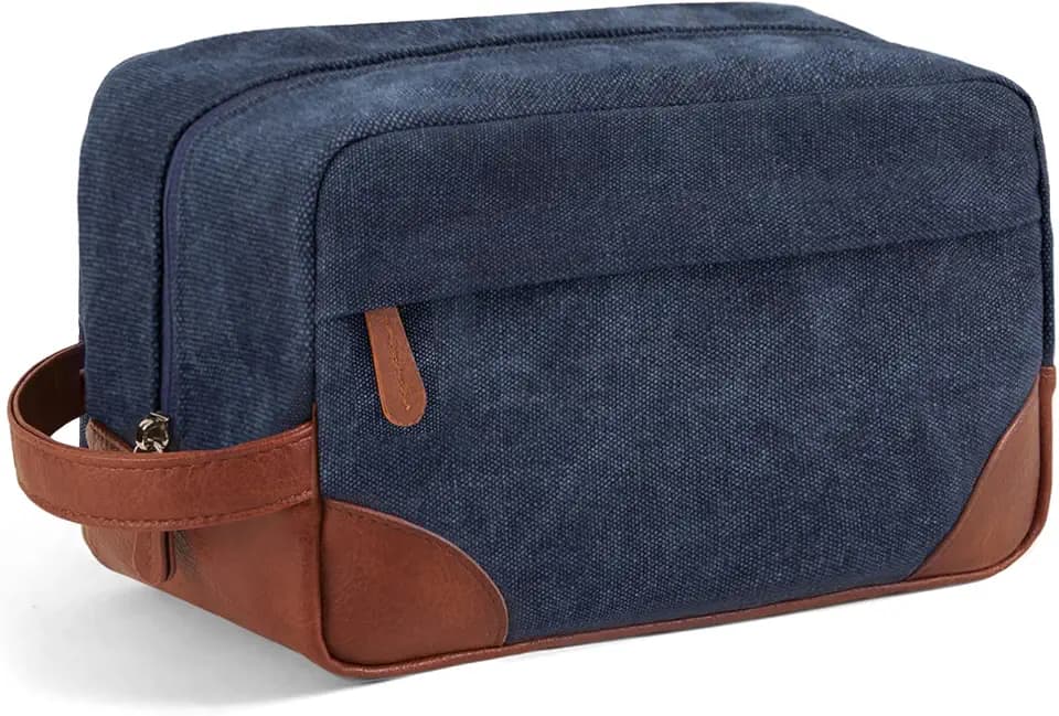 Vorspack Canvas Travel Toiletry Bag for Men, Large, Navy Blue