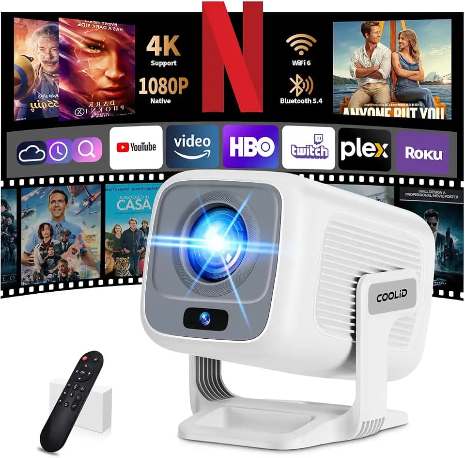 [ Autofokus & 2026 Upgraded ] Beamer 4K Projektor Native 1080P Mini Beamer Mit 5G WiFi 6 und BT 5.4 Tragbarer Projector mit Automatische Trapezialkorrektur 180 ° Drehung Tv Stick/USB/Laptop/PC,Weiß