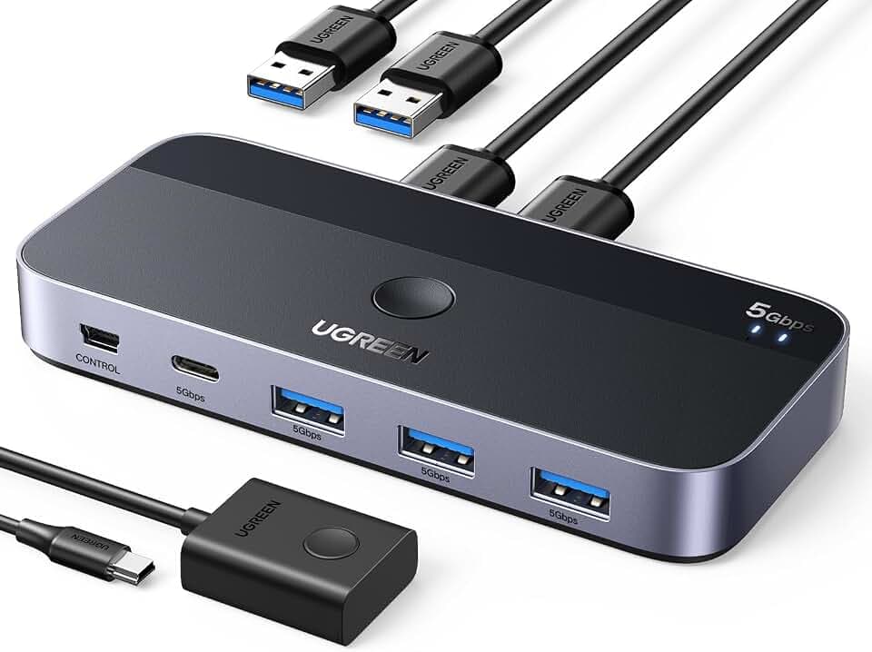 UGREEN USB Switch 2PC 2 In 4 Out 5Gbps USB 3.0 Switch USB Umschalter 2 PC