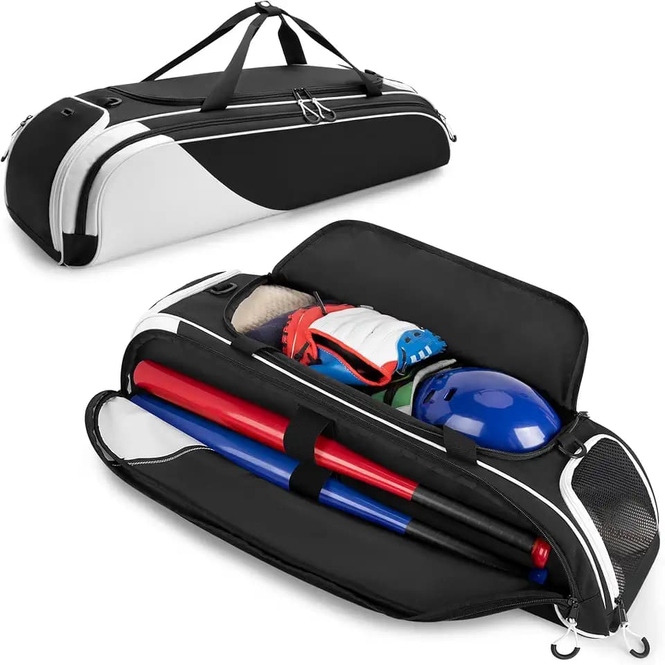 DSLEAF Youth Baseball Duffle Bag for 2 Bats, Small Softball Gear Bag, Black