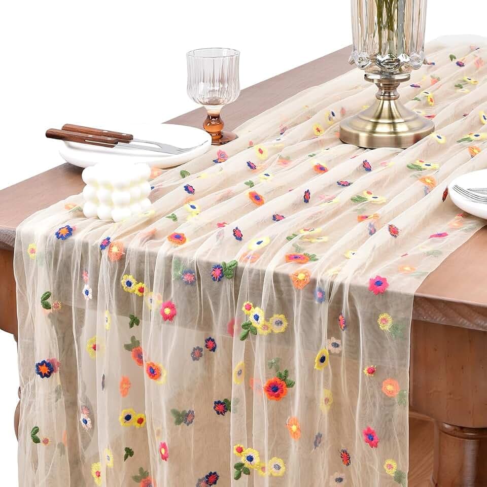 3 Pack Flower Table Runner Floral Daisy Fall Wedding Birthday Party Decor