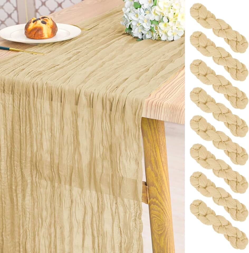 Pesonlook 8 Stück Beige Käsetuch Tischläufer für Hochzeit,55 x 300 cm