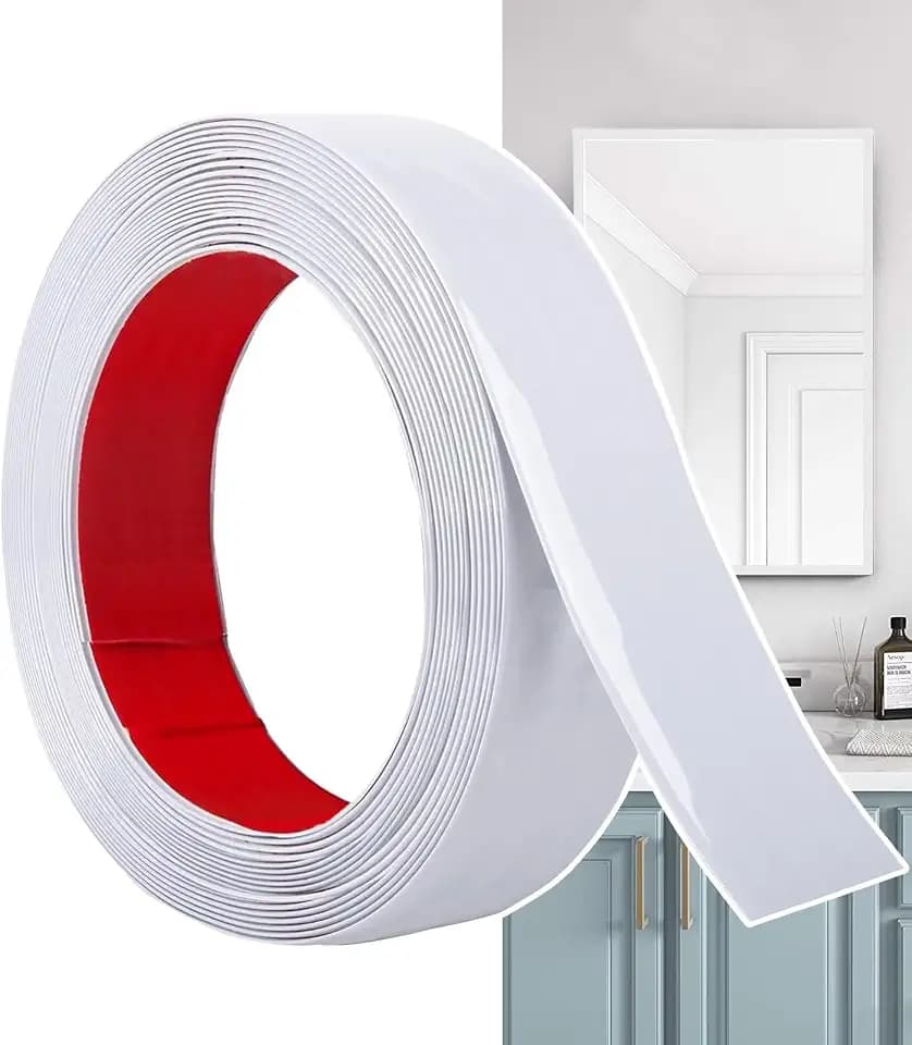 Zierleisten Selbstklebend Weiß Matt (12M x 3cm) abziehen und aufkleben, Flexible PVC Wandleisten, Ideal für Wand, Spiegel, Decke, Boden, Schrank, Fliesen, Kanten, DIY Zierleisten
