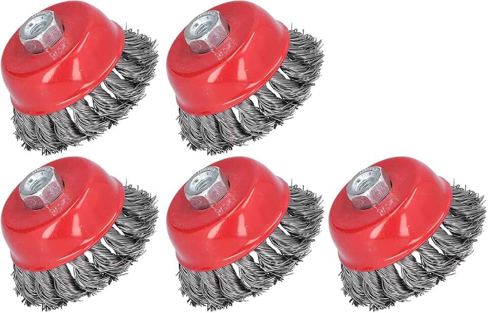 5Pcs Draht Cup Brush Twisted Standard 3 Zoll M10 Gewinde Twisted Cup Brush Rostentfernung Polieren Reinigungswerkzeug