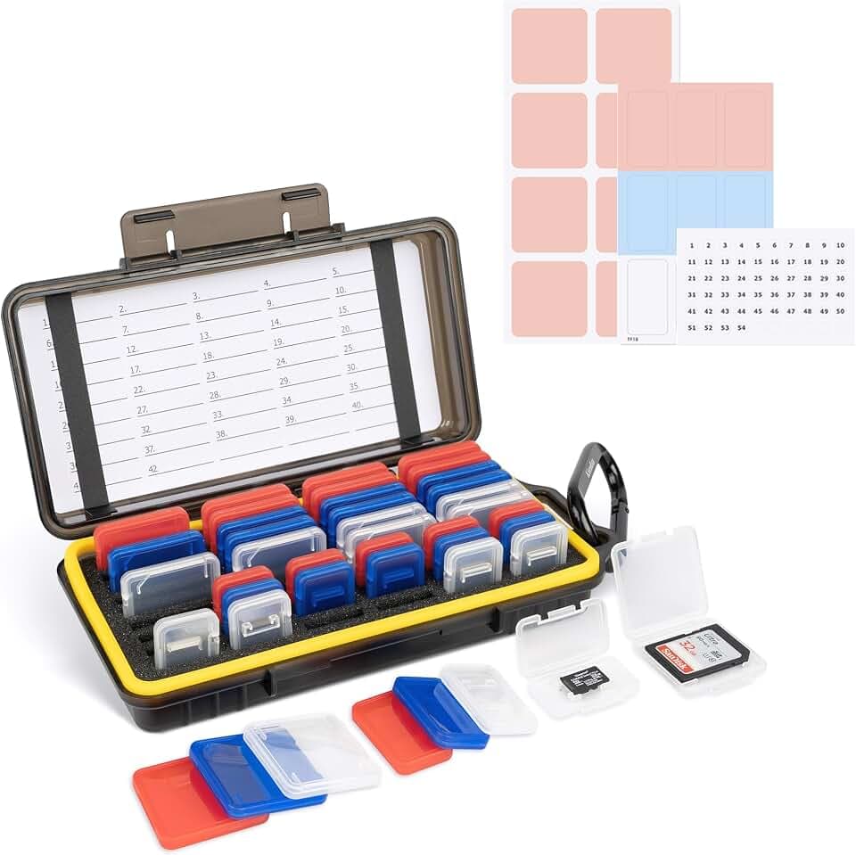Kiorafoto Memory Card Case w 24 SD & 18 TF Transparent Standard Card Cases