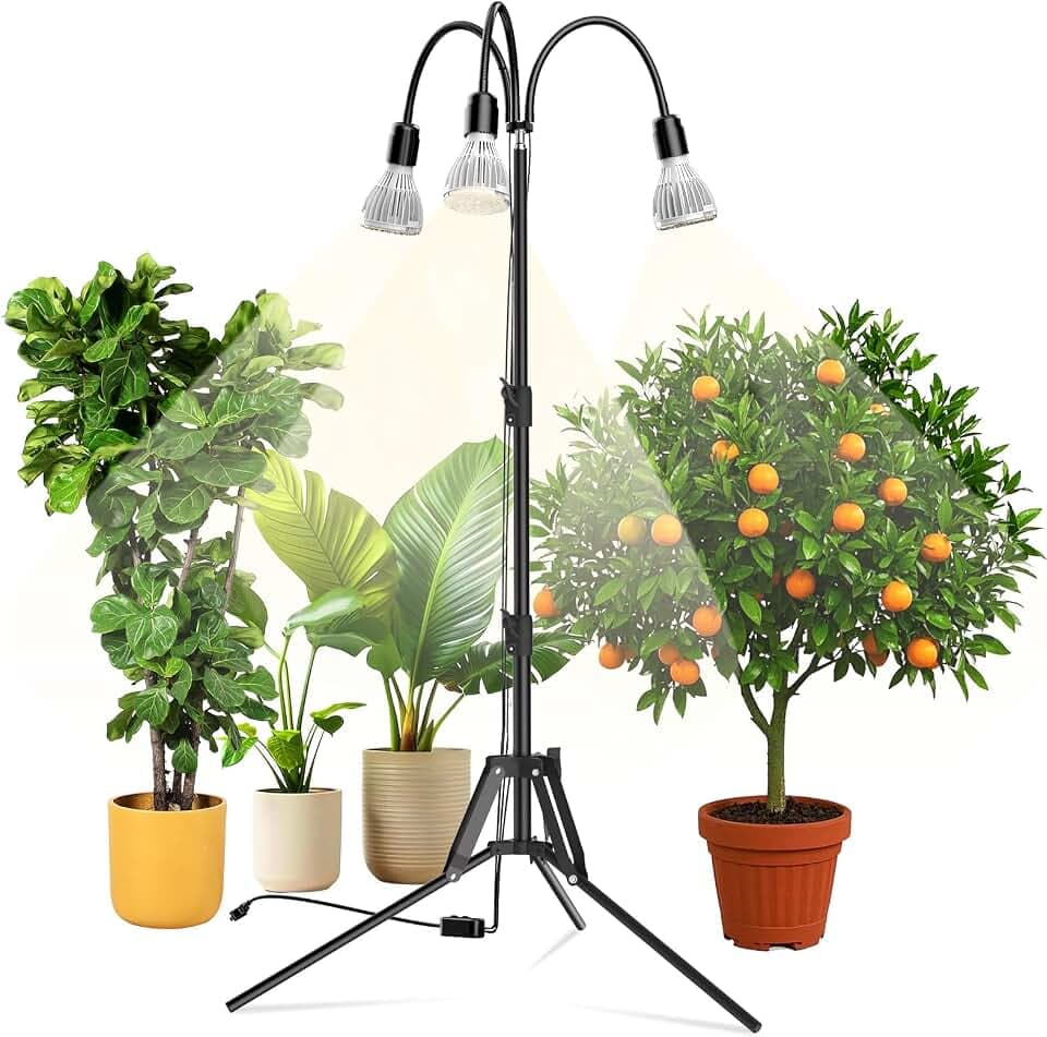 SANSI 90W Full Spectrum LED Tripod Grow Light 5000K 660nm Replaceable Bulbs