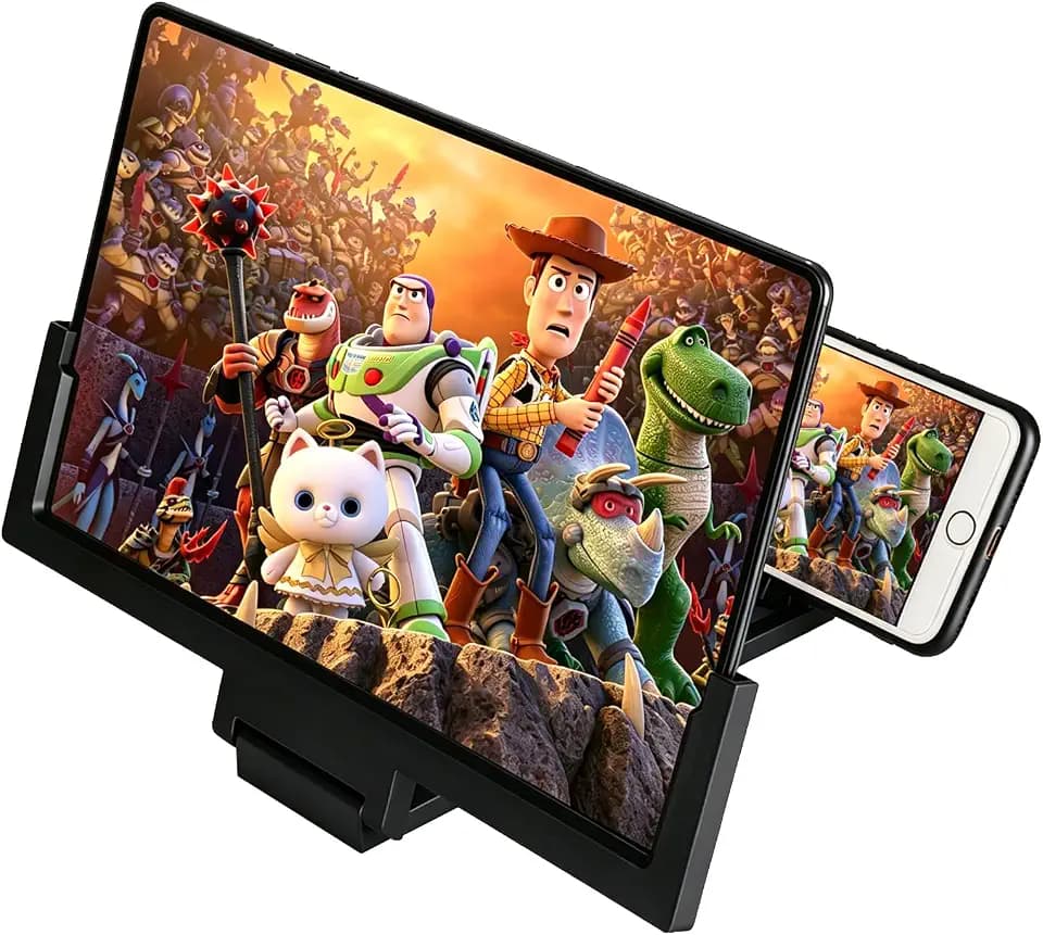 14 Inch Phone Screen Magnifier, Screen Magnifier for Cell Phone 3D HD Foldable Phone Stand with Adjustable Angle for All Smartphones Watching the World Cup Movies Gaming Video,Gift for Mom Dad Family