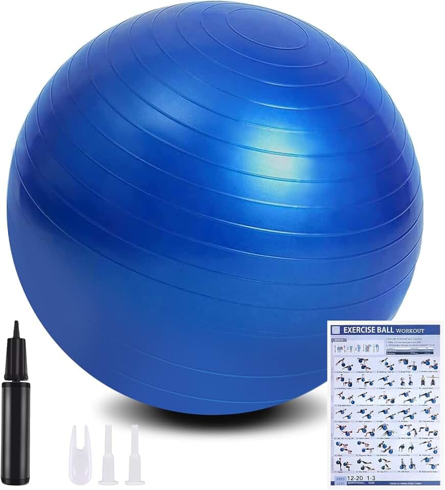 flintronic Gymnastikball, 65 cm Ultra-Dicker Anti-Explosions-Yoga-Ball mit aufblasbarer Fußpumpe, Robuster Maximalbelastbarkeit Fitness-Ball für Sport-Fitness, Yoga, Pilates