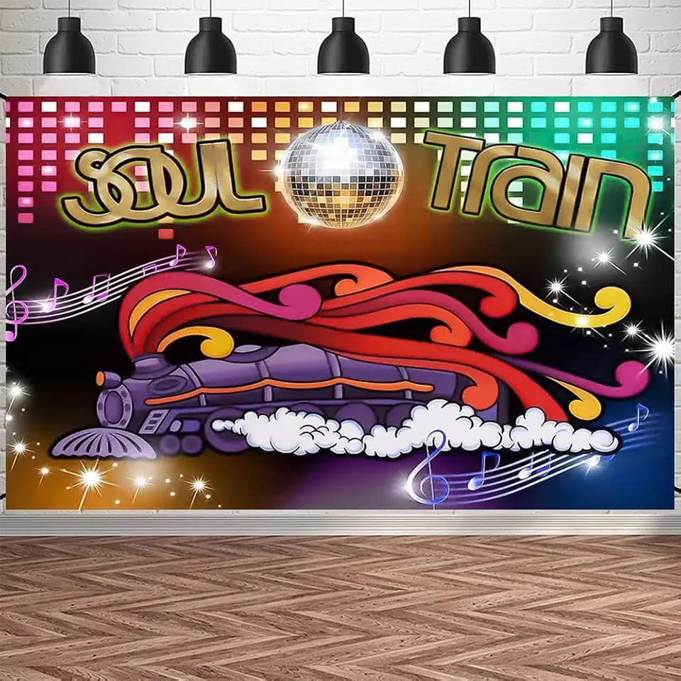 70's and 80's Soul Train 70's 80's Disco Dancing Prom Photography Backdrops Neon Glow Party Decoration Photo Background Studio Props Banner
