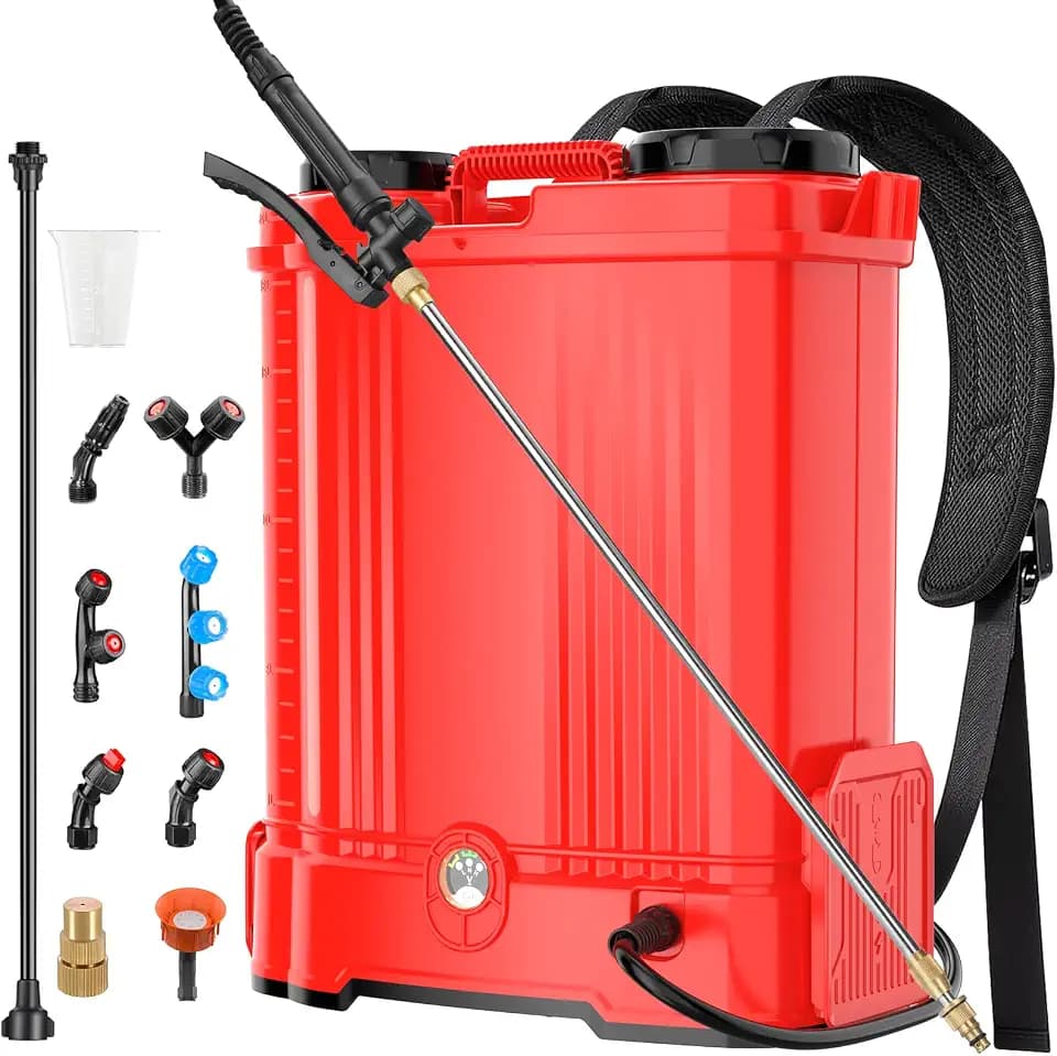 Battery Powered Backpack Sprayer for Milwaukee M18 Battery, 5.3 Gallon, 100 PSI Electric Weed Sprayer, Yard Graden Sprayer with Telescopic Wand, 7 Nozzles, Backpack Sprayer 18v (Battery Not Included)