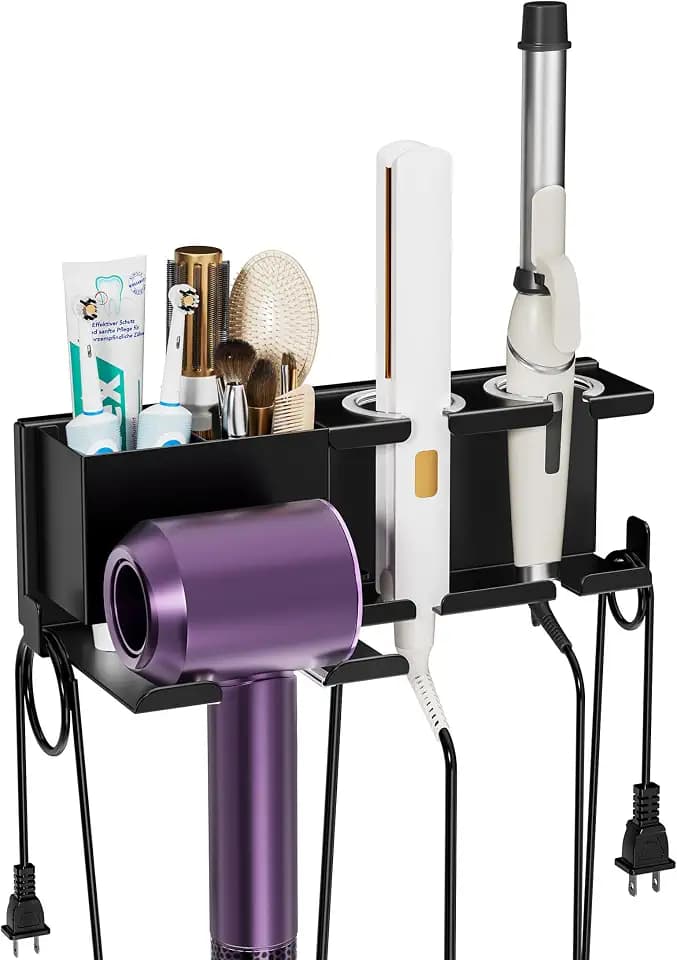 BOIVSHI Hair Dryer Holder, Wall Mounted, Black