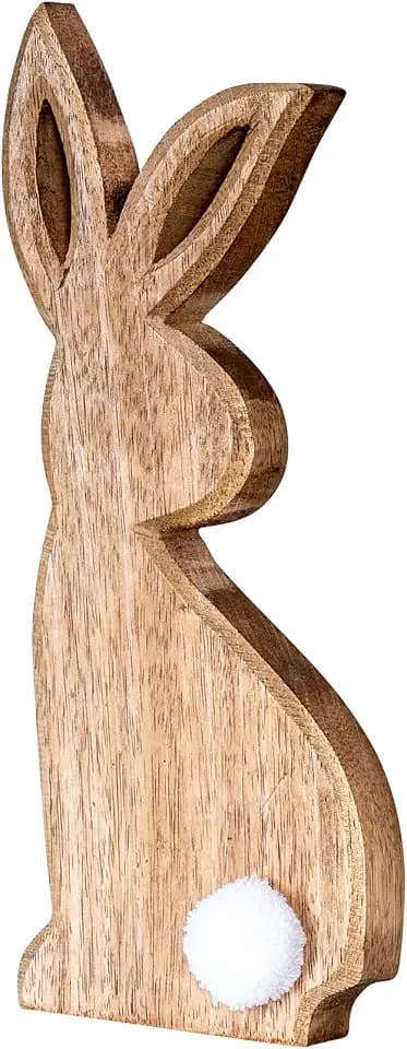 levandeo Osterhase H25cm Mangoholz Holz Hase Osterdeko Dekoaufsteller Deko Figur Frühling Ostern Tischdeko Aufsteller