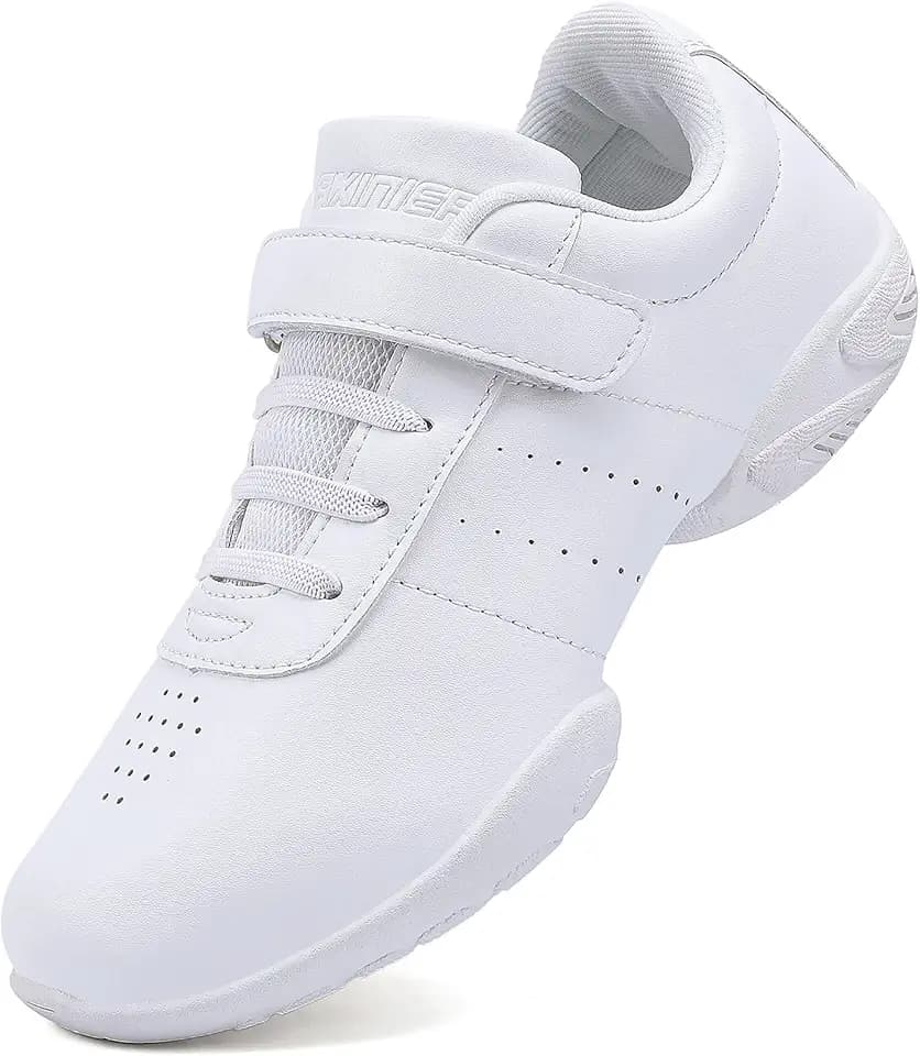 BAXINIER Girls White Cheerleading Dance Shoes