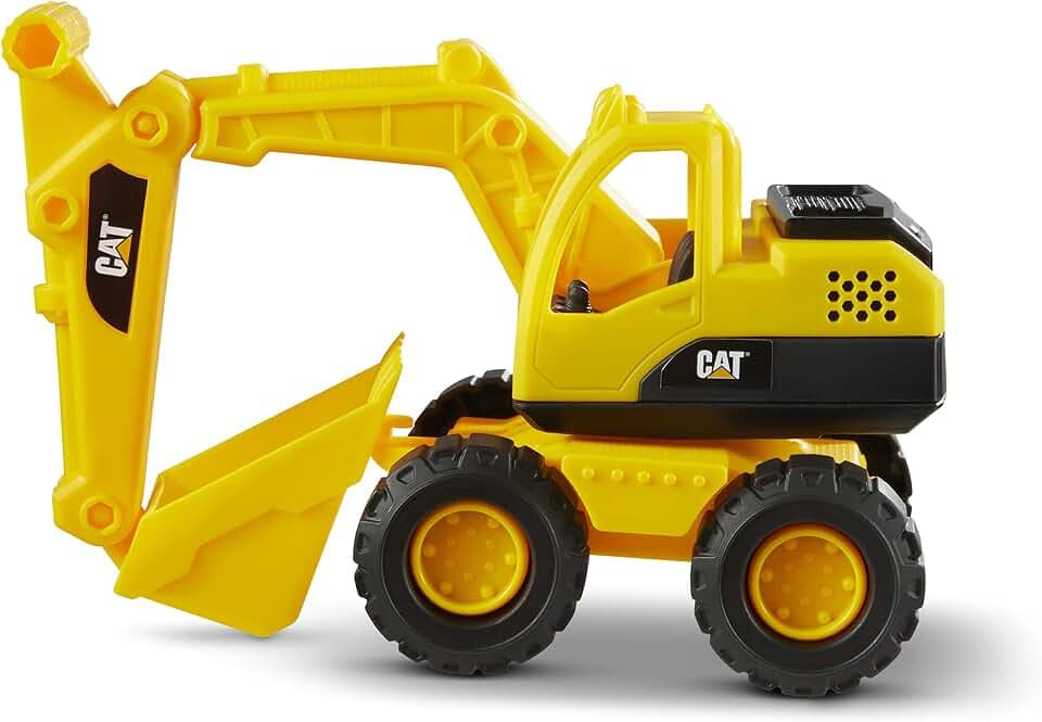 Cat Construction Fleet 10” Excavator Toy – Heavy‑Duty Plastic, Working Boom & Bucket, Free‑Rolling Wheels, Indoor/Outdoor Sandbox Vehicle for Toddlers & Kids Ages 2 +