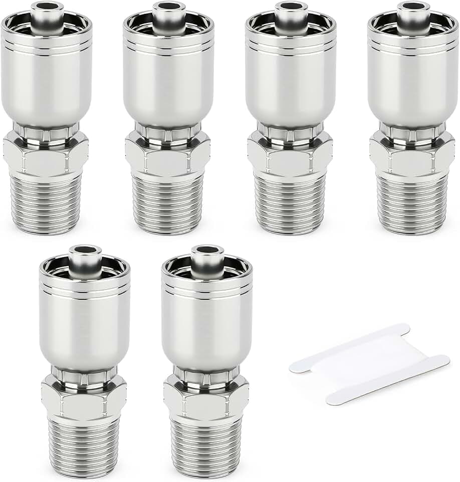 TAISHER 6PCS 3/8"Hose x 1/2" NPT Male Hydraulic Hose Fittings
