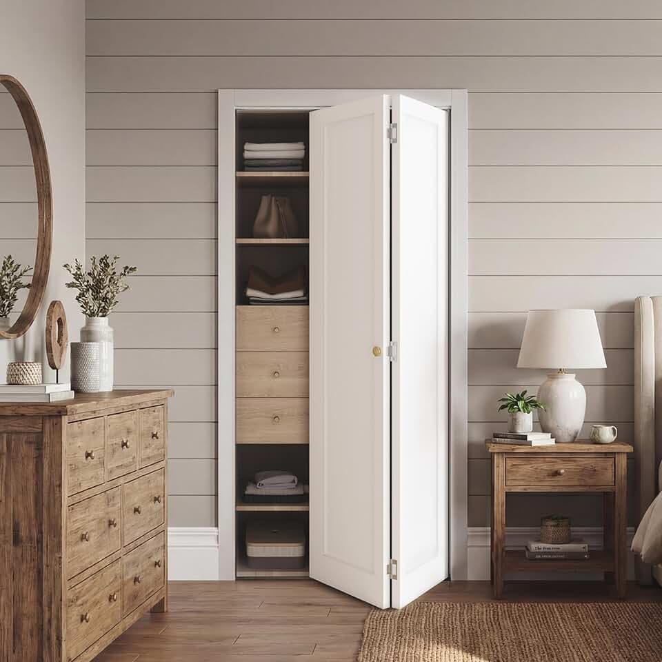 SMARTSTANDARD Bifold Closet Door for 24" x 80" Opening,1-Panel Bi-fold Door