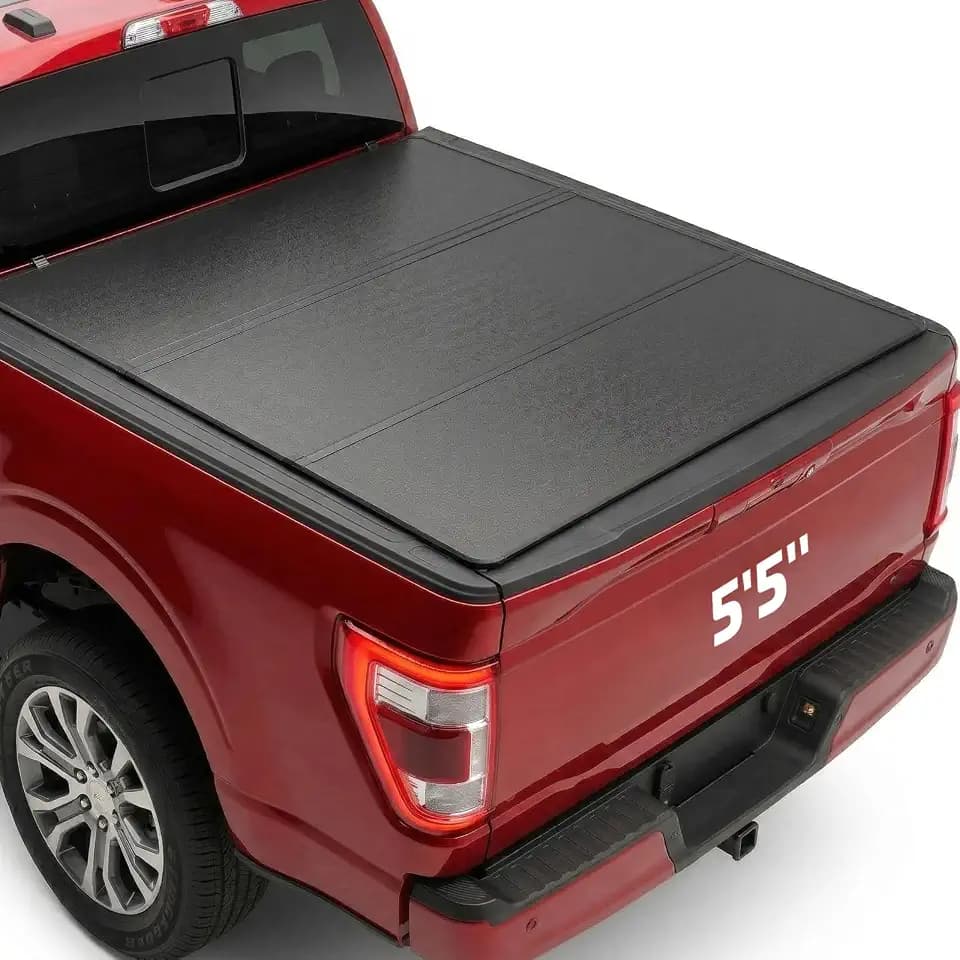 BDFHYK Hard Tri Fold Tonneau Cover Compatible with Ford F150 2015-2026 5.5ft Bed, Waterproof Hard Folding Truck Bed Cover with Anti-Theft Lock, Easy Install Bed Cover for Camping and Work Trucks