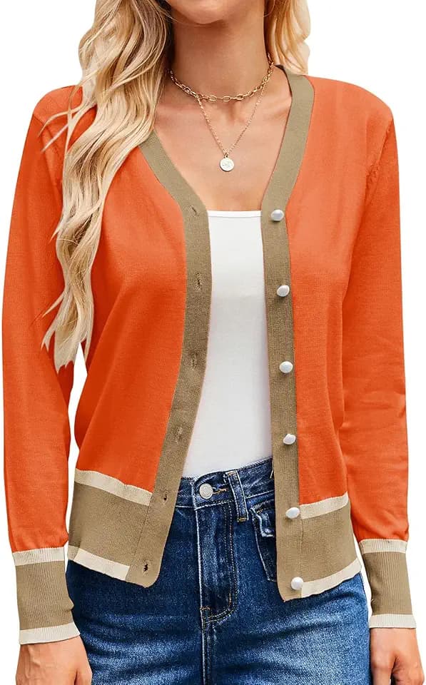 GRACE KARIN Cardigan Sweaters for Women Fall Lightweight Cropped Cardigan
