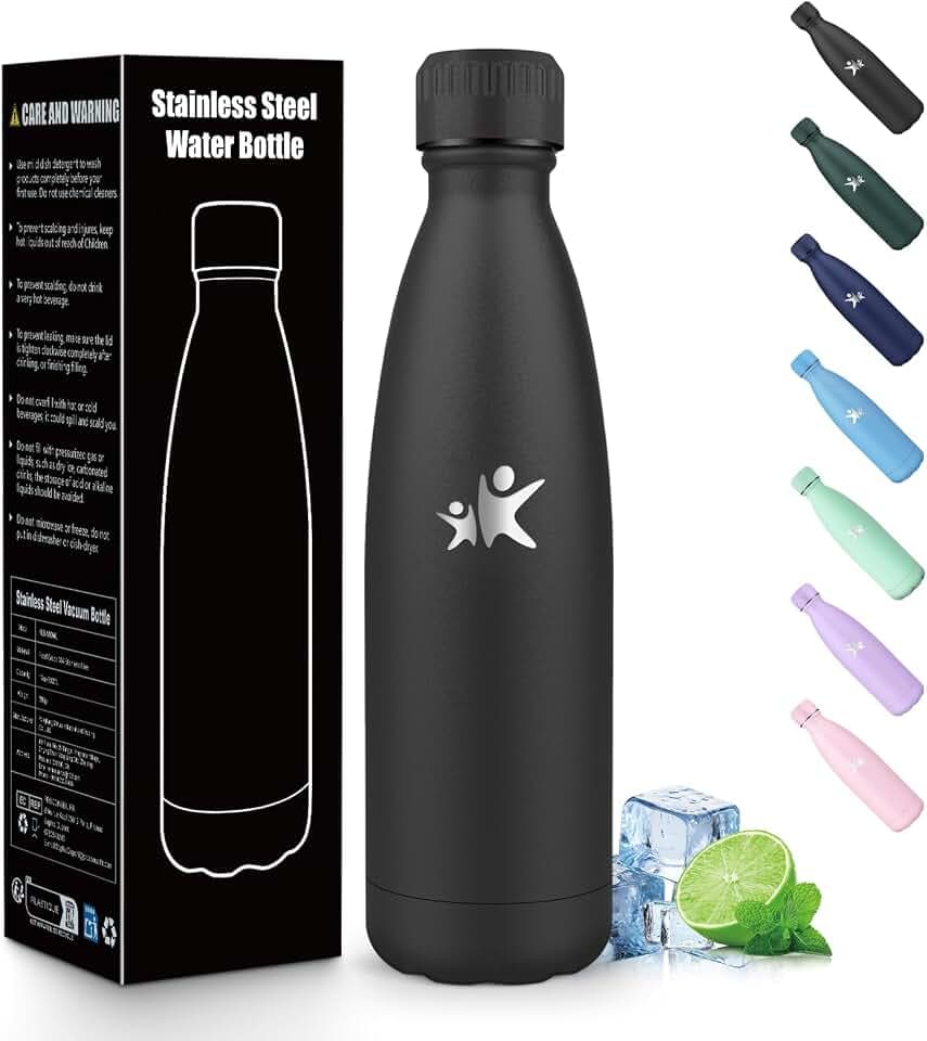 Trinkflasche Edelstahl 500ML, BPA-frei, Wasserflasche, Auslaufsichere Isolierflasche Doppelwandig, Thermosflasche, Trinkflasche Kohlensäure Geeignet, für Fitness, Schule