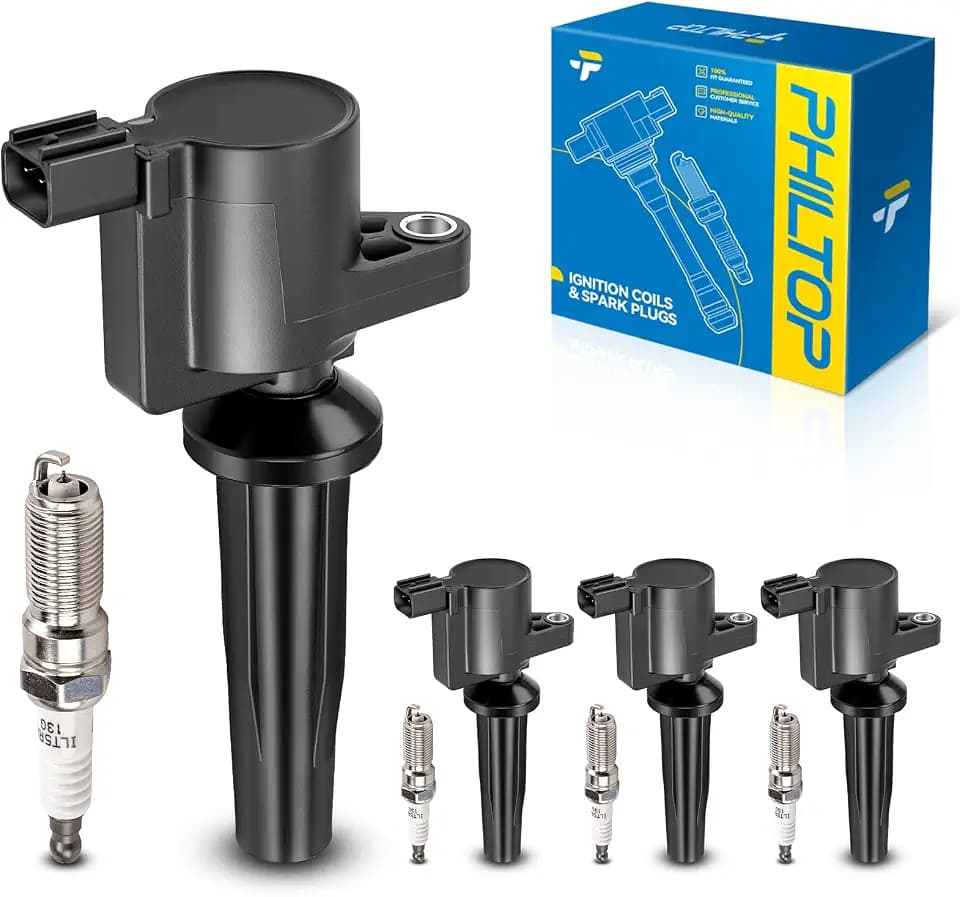 PHILTOP 4 Ignition Coils & 4 Spark Plugs Set Fit for Fusion Escape C-Max