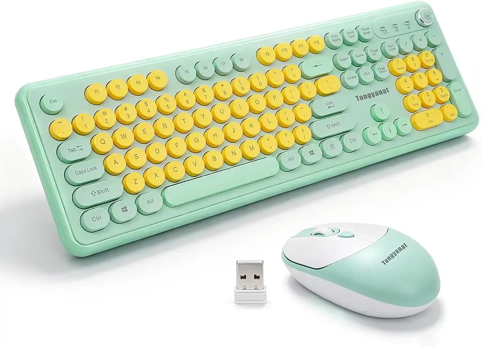 Tongyangat 2.4G Retro Typewriter Wireless Keyboard and Mouse Combo