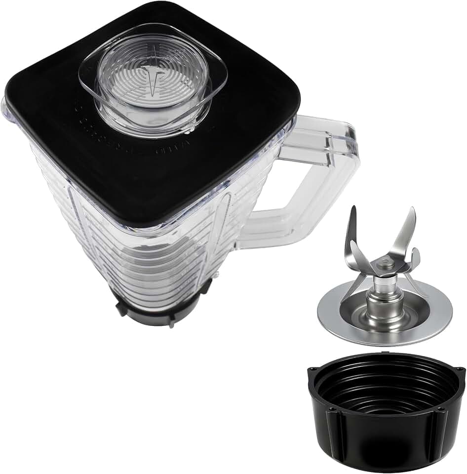 HQRP Plastic Square Replacement Blender Jar Set, 4.5" Top Compatible with Oster Osterizer Blender Models, 5-Cup, 1.25L Pitcher, 0.33 Gallon Capacity