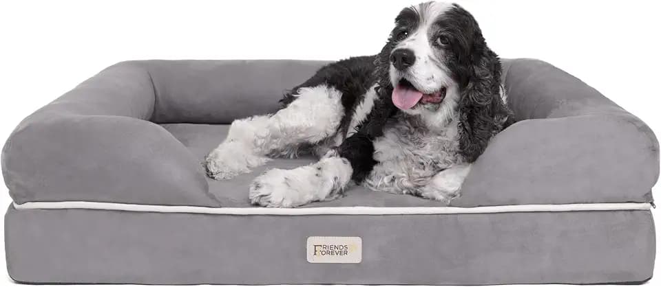 Friends Forever Large Dog Bed Couch, Orthopedic Pet Sofa Memory Foam