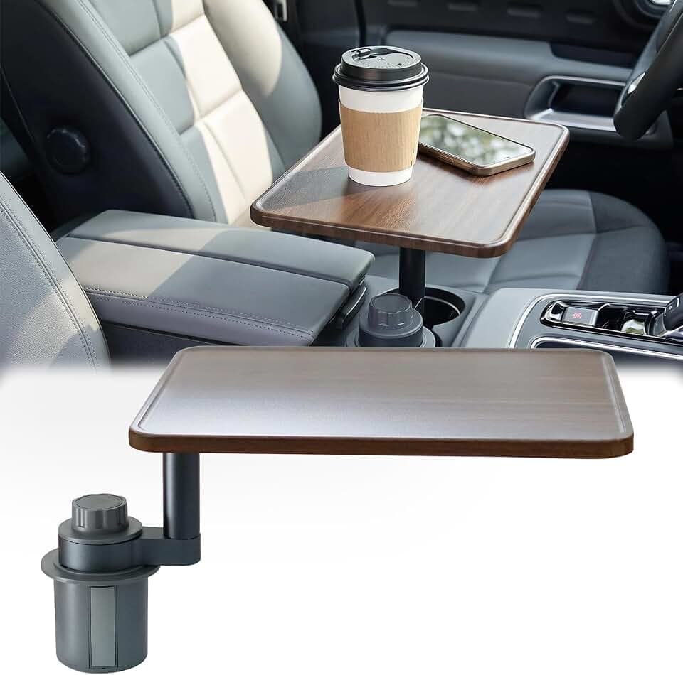 Autotisch für Laptop, geeignet für Arbeiten und Pausen im Fahrzeug mit 360°, Laptophalterung aus Holz für das Auto Tisch Tablett, Für Tesla Model Y/3/S, Ford F150 und die meisten Anderen Fahrzeug