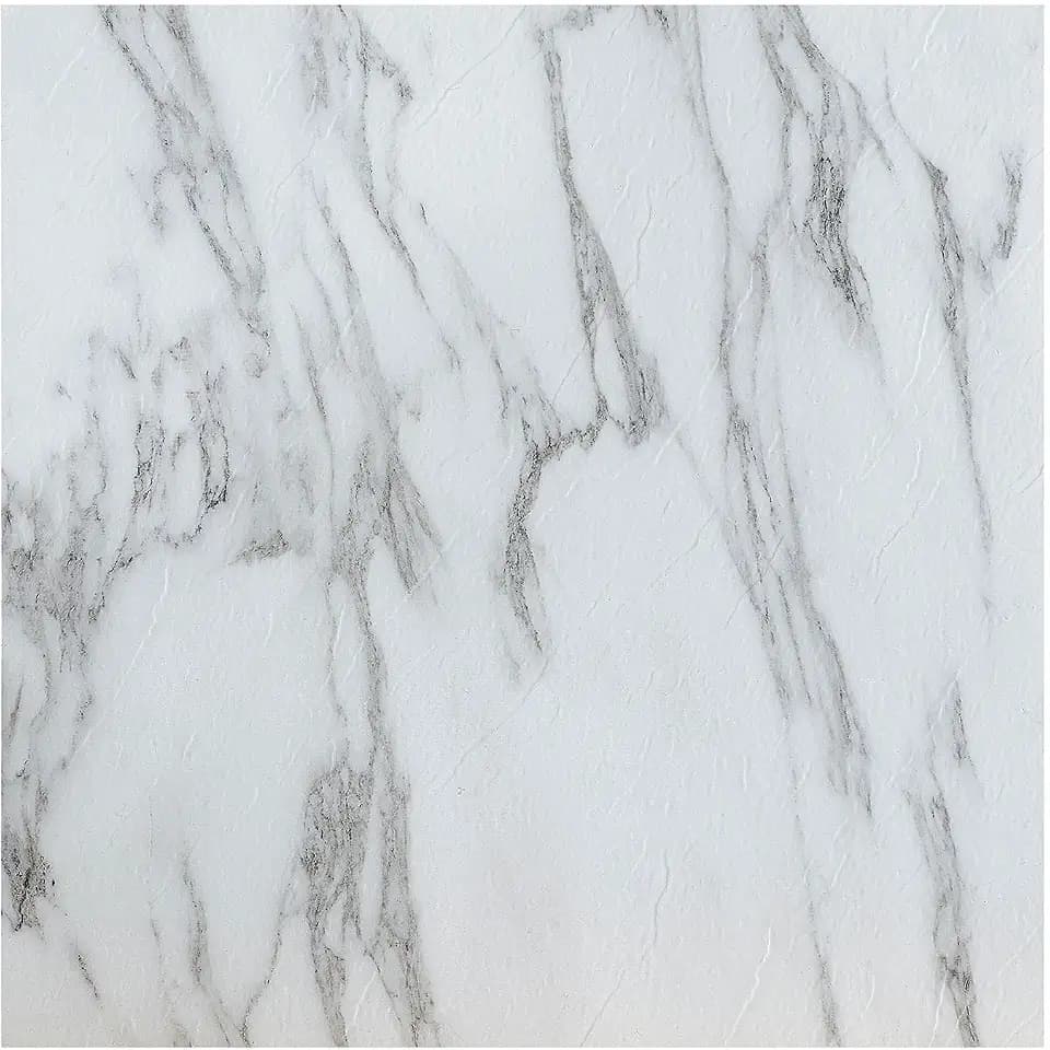 PowerSellerUSA Nexus Bianco Marble 12' x 12' Peel and Stick Floor Tiles 1-Pack (20 Pieces) Self Adhesive Stone-Look Flooring, Durable 1.2 mm for Kitchen, Dining Room, Bedrooms & Bathrooms