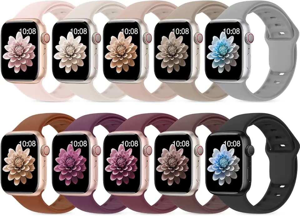 10 Pack Silicone Sport Bands Compatible with Apple Watch Band Women Men