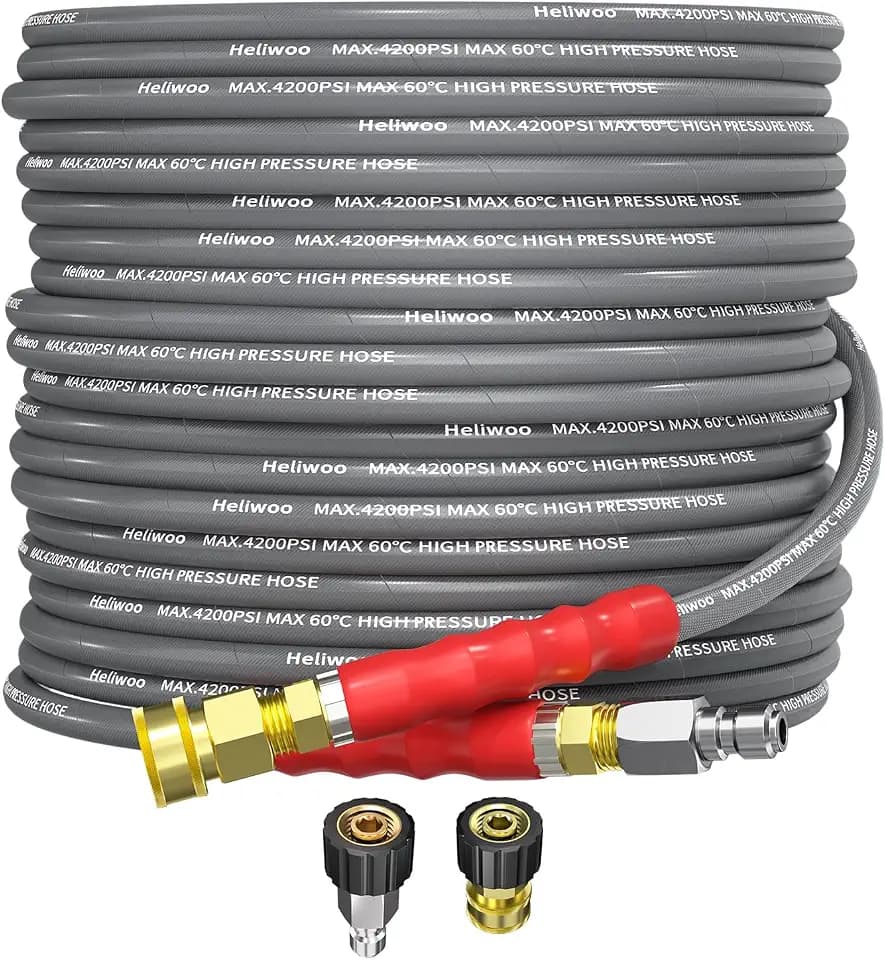 1/4’’ Pressure Washer Hose 50FT, Steel Wire Biaided Hose 4200PSI