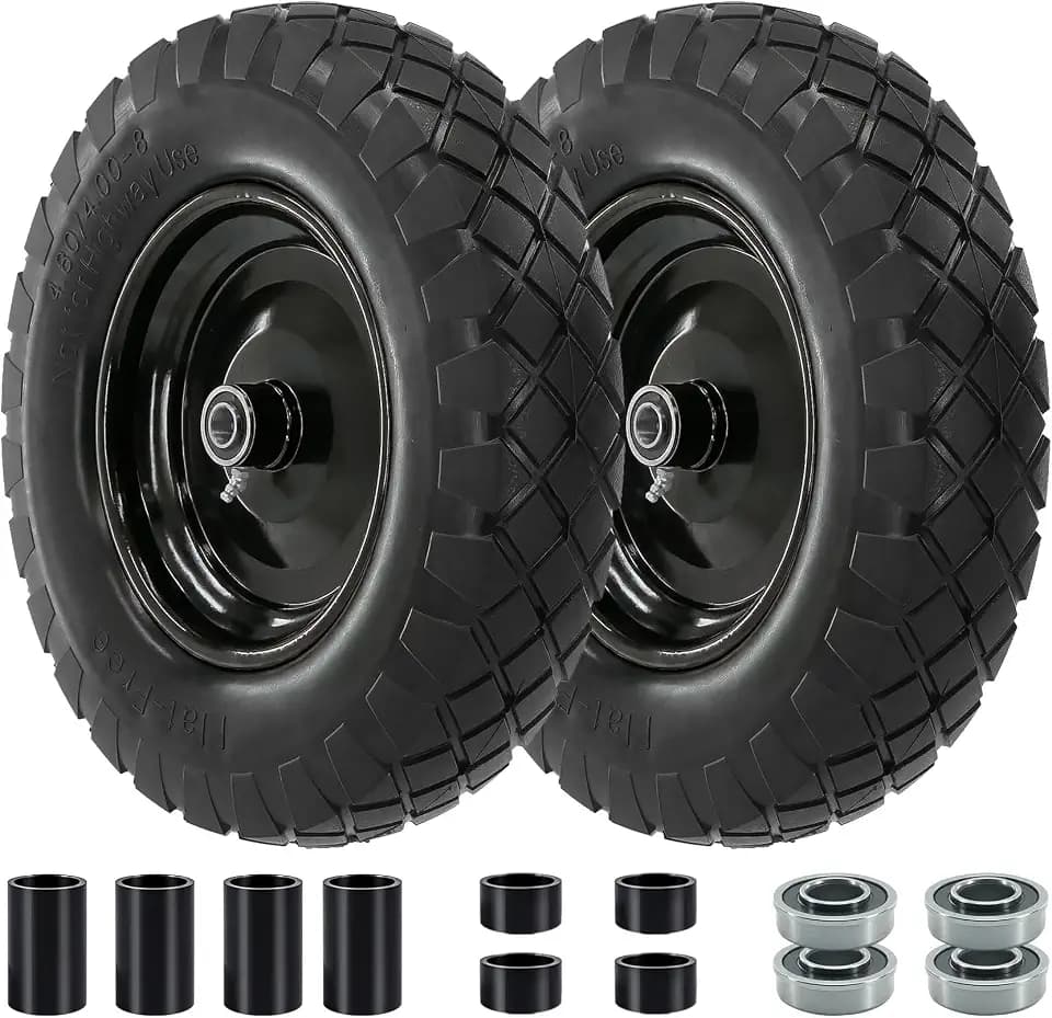 4.80 4.00-8 Tire and Wheel, 16 Wheelbarrow Tire, 2Pcs