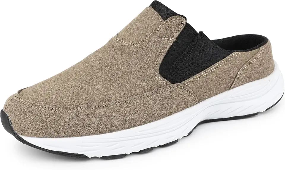 riemot Men's Slip-On Mules, Closed Toe Comfort Shoes Brown US 9-14