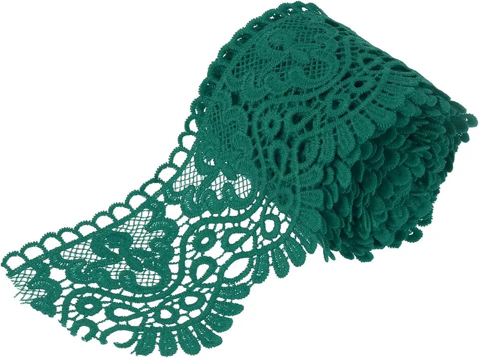MECCANIXITY 4 Inch Wide 5 Yard Lace Ribbon Floral Pattern Dull Green Lace Trim Ribbon Milk Silk Lace Trim for Sewing Making, DIY Crafts,Gift Wrapping, Wedding Decor