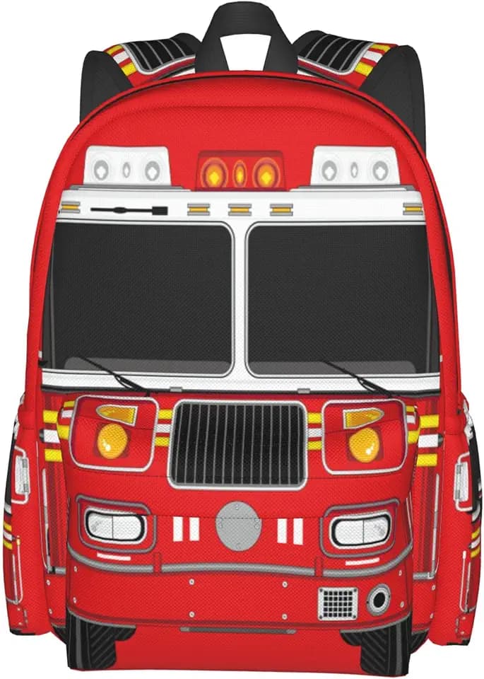 Fire Truck Backpack School Bag Lightweight Bookbag Laptop Travel Daypack For Kids Girls Boys Teens