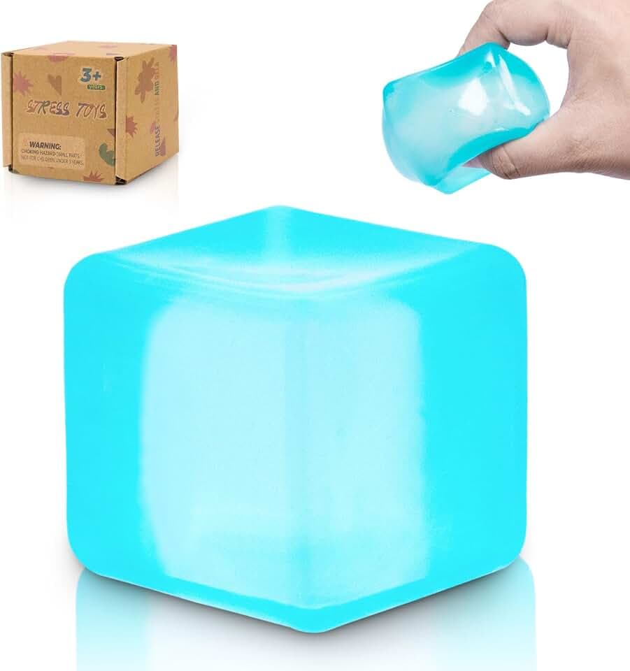 Squishy Cubes Quetschspielzeug – 5 cm große Quetschwürfel, Eiswürfel-Fidget-Toy, sensorisches Fidget-Toy, Stresswürfel zur Linderung von Angstzuständen für Kinder und Erwachsene (Bule)