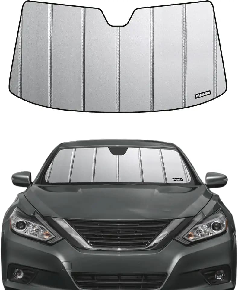 Pigenius Windshield Sunshade for Nissan Altima Sedan 2013-2018, Premium Grey Leather Finish