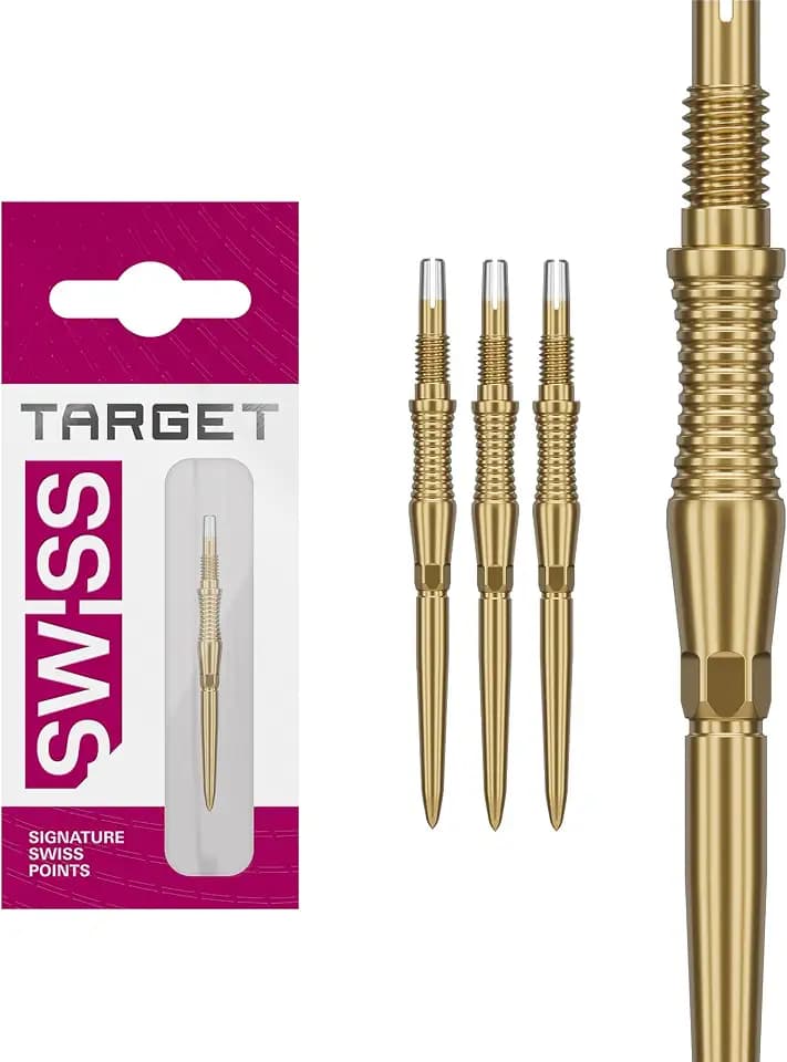 Target Darts Swiss Point Storm-Dart-Points, RST (3er-Set Points) 30 MM/35 MM/42 MM – Gold/Silber/Schwarz | Dart-Point-Wechsel, Swiss Storm Points, Profi-Dartzubehör