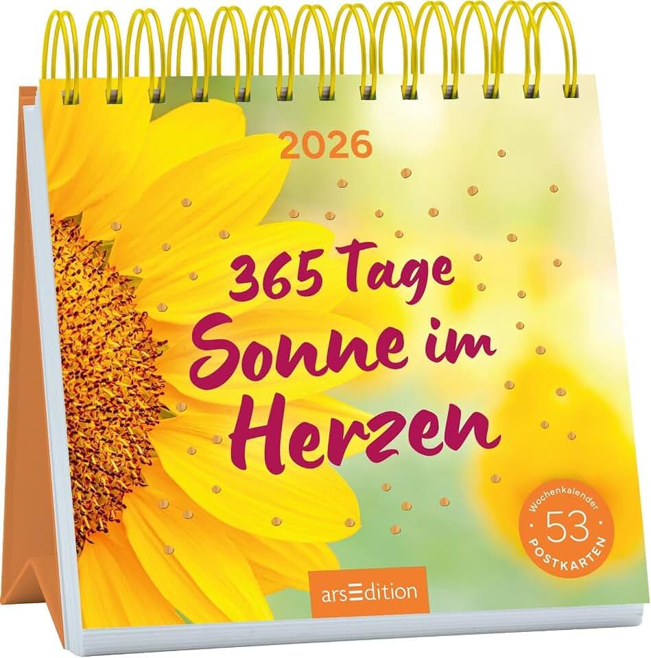 Postkartenkalender 365 Tage Sonne im Herzen 2026: Wochenkalender 2026, 53 Postkarten für Sonnenscheinmomente