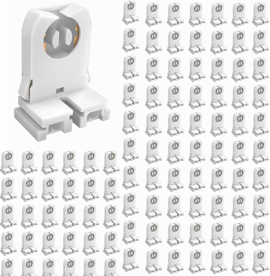 JESLED Non Shunted LED Tombstones - (Pack of 100) T8 Lamp Holder, UL Turn Type Tombstone Lampholder for T10 T12 LED Fluorescent Tube Replacement, Medium Bi-pin G13 Socket for Programmed Start Ballasts